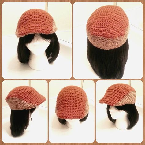 Kango Hat, Funky Hats, Hat Beret, Bead Loom Patterns, Flat Cap, Loom Patterns, Warm Brown, Crochet Hat Pattern, Macrame Patterns