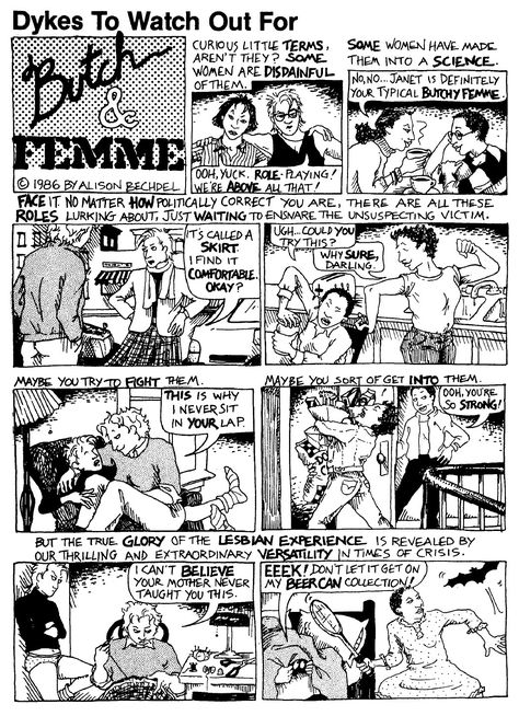 Fun Home Alison Bechdel, Alison Bechdel Comics, Phoebe Gloeckner, Aline Kominsky, Lynda Barry, Alison Bechdel, Queer Theory, Vintage Lesbian, Lgbt History