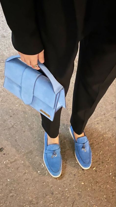 Blue Loro Piana Shoes Outfit, Lofers Shoes, Blue Shoes Outfit, Estilo Hijab, Everything Is Blue, Muslim Fashion Hijab Outfits, Muslim Fashion Hijab, Stylish Work Outfits, Instagram Outfits