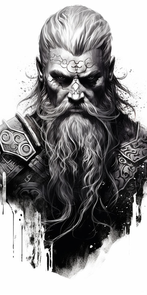 Male Viking Tattoo Design, Odin Norse Mythology Tattoo, Viking Men Tattoo, Odin Face, Viking Warrior Art, Ship Tattoo Sleeves, Bjorn Vikings, Black Band Tattoo, Odin Tattoo