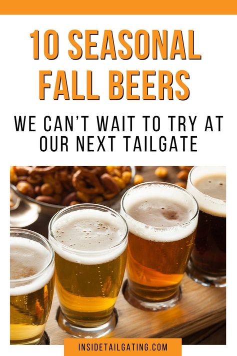 Fall is a strong contender for our favorite season. It brings perfect tailgating weather, football, and great seasonal Fall beers. We’re so excited to try the new Fall releases this year. Brewers are really starting to get creative with their flavors and brewing techniques. So you can join us on our Fall beer tasting and make sure you are stocked up on this most important of tailgating essentials, here are our picks for Fall seasonal beers we can’t wait to try! Tailgating Drinks, Beer Flavors, Tailgating Essentials, Tailgate Drinks, Cold Weather Drinks, Octoberfest Beer, Fall Tailgating, Fall Beers, Tailgate Essentials