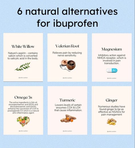 6 natural alternatives for ibuprofen Natural Alternative To Ibuprofen, Herbal Ibuprofen, Homemade Ibuprofen, Natural Ibuprofen, Chronic Disease Management, Cycle Syncing, Natural Alternatives, Health Hacks, Valerian Root