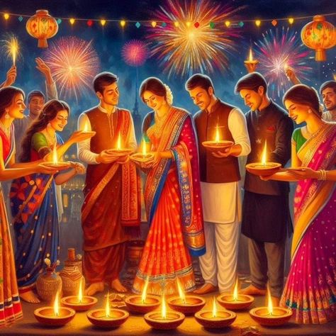 Diwali Scene Drawing, Diwali Illustration Art, Diwali Festival Drawing, Nike Photoshoot, Village Scene Drawing, Festival Drawing, Diwali Painting, Laxmi Puja, Art Competition Ideas