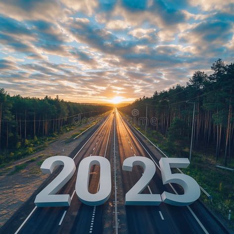 Happy New Year 2025, white numbers 2025 on the road, generative ai art stock images 2024 To 2025, 2025 Logo Design, New Years 2025, 2025 Logo, Vision Board Book, Icon Photography, Dream Vision Board, Happy New Year Images, New Year Images