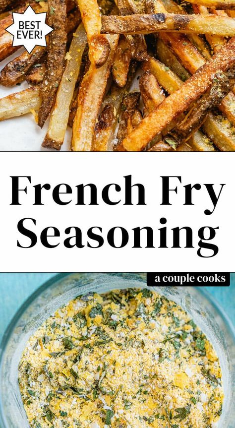 This French fry seasoning adds a pop of flavor to homemade fries! It's so full of flavor, you'll want to sprinkle it on everything. #frenchfry #seasoning #frenchfryseasoning #seasoningblend #fries #frenchfries #friesseasoning French Frie Seasoning, Fry Seasoning, French Fry Seasoning, Vegan Brunch Recipes, Best Fish Recipes, Winter Salad Recipes, Seasoned Fries, Salad Dressing Recipes Healthy, Homemade Fries