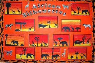 shadow craft Primary Classroom Displays, African Art For Kids, Handas Surprise, Giraffes Cant Dance, African Art Projects, Safari Art, African Theme, Patterns Art, African Crafts