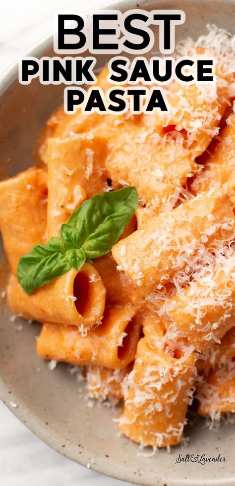 a bowl of rigatoni in sauce with text overlay that reads best pink sauce pasta Pink Sauce Pasta Recipe, Rose Sauce Recipe, Easy Tomato Pasta Sauce, Quick Pasta Sauce, Pasta Sauce Recipes Tomato, Pink Sauce Pasta, Pink Pasta, Rose Pasta, Vodka Sauce Recipe