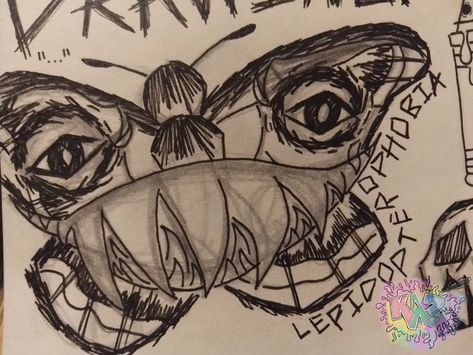 Fear Of Butterflies, Scary Butterfly, Butterflies Drawing, Vintage Space Art, Butterfly Drawings, Eye Pattern, Butterfly Drawing, Vintage Space, A Level Art