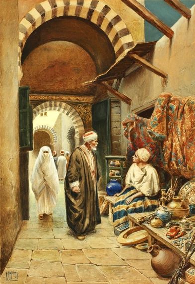 Image Illusion, Arabian Art, Islamic Paintings, Arabic Art, Fortune Teller, Egyptian Art, Vintage Art Prints, Andalusia, Street Scenes