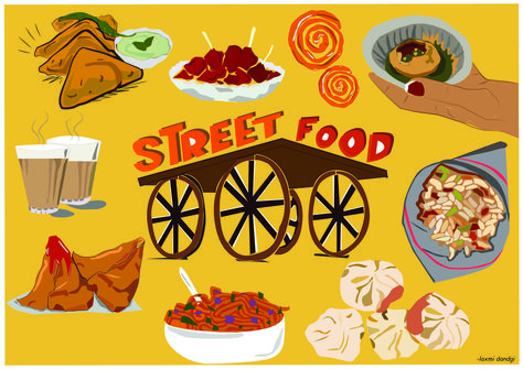 Mumbai Street Food Illustration, Pakistani Food Illustration, Indian Street Food Illustration, Street Food Poster, Indian Food Poster, Street Food Illustration, Character Development Illustration, Indian Food Menu, Travel Doodle