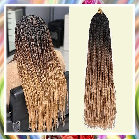 Refined Products 22Strands Temperature Synthetic Brown Blonde Ombre Braids, Braids For Black Women Ombre, Light Brown Box Braids, Caribbean Hairstyles, Light Brown Braids, Box Braids For Black Women, Rasta Braids, Expression Braids, Aria Hair