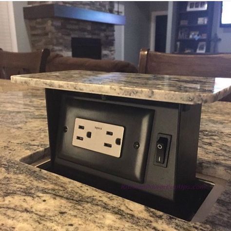 Pop Up Outlets, Replacing Kitchen Countertops, Kitchen Countertop Materials, Power Pop, Granite Tops, Light Switches, Kitchen Marble, Kitchen On A Budget, Stone Countertops