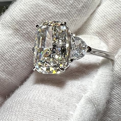 Diamond Rings Cushion Cut, Antique Cushion Engagement Rings, Cushion Cut Engagement Ring With Halo, 6 Carat Engagement Ring, 2 Carat Engagement Rings, Large Diamond Engagement Rings, Elongated Cushion Engagement Ring, Large Engagement Rings, Big Diamond Engagement Rings