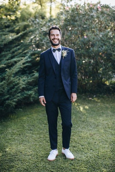 Blue Groomsmen, Groomsmen Style, 70s Disco Party, Casual Grooms, Marriage Dress, Groom Wedding Attire, Wedding G, Wedding Outfit Men, White Dress Shoes