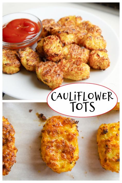 Cauliflower Tots Recipe, Keto Cauliflower Tots, Vsg Diet, Carb Free Snacks, Tot Recipes, Sneaky Veggies, Vegetable Meals, Cauliflower Side Dish, Low Carb Side Dish