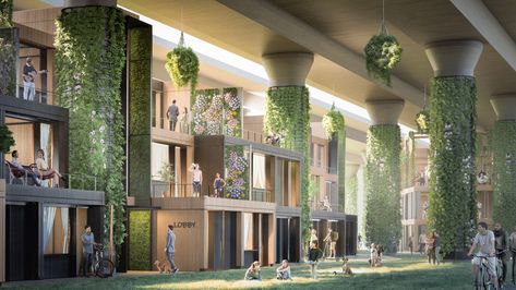 Gallery of Under Bridge: Winners of Buildner's 17th Affordable Housing Competition Announced - 20 Under Bridge Architecture, Housing Competition, Under Bridge, Architecture Drawing Presentation, Under The Bridge, Affordable Housing, The Bridge, Architecture Drawing, Bridge