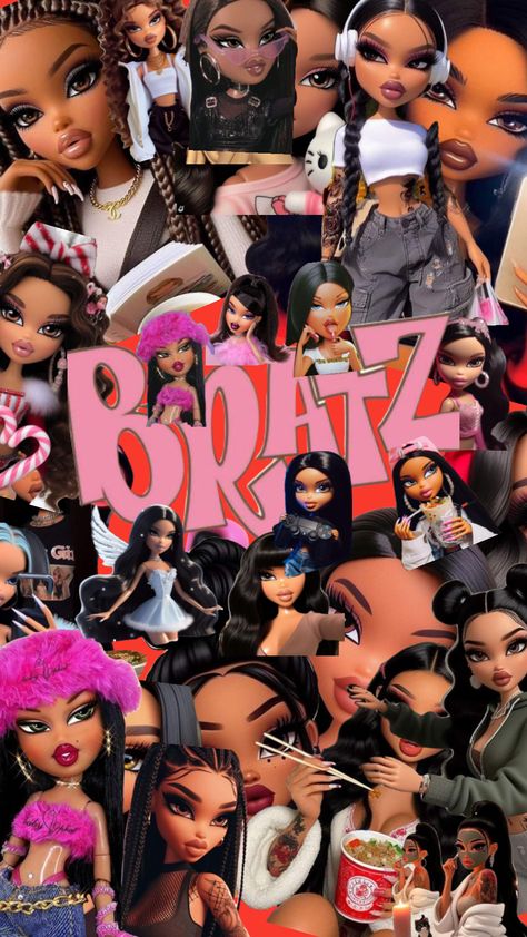 Black Bratz Wallpaper, Sparkly Wallpaper Aesthetic, Sparkly Iphone Wallpaper, Hood Wallpapers, Pink Glitter Wallpaper, Black Bratz Doll, Pretty Wallpaper Ipad, Pretty Henna Designs, Bad Girl Wallpaper