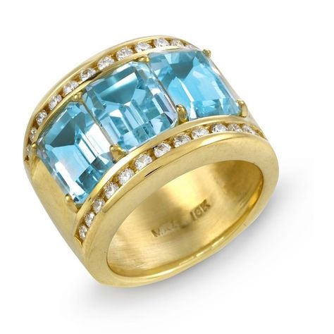 Blue Topaz & Diamond Wide Ring ($5,250) ❤ liked on Polyvore featuring jewelry, rings, wide rings, wide-band diamond rings, channel-set band ring, channel setting ring and blue topaz diamond ring Wide Band Diamond Rings, Channel Set Rings, Gemstone Diamond Ring, Enamel Bangle, Wide Ring, Luxury Rings, Wide Rings, Shiny Things, Channel Set