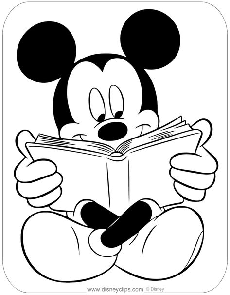 Mickey Mouse Reading A Book, Imprimibles Mickey Mouse, Mickey Mouse Coloring, Mouse Coloring Pages, Mickey Coloring Pages, Preschool Creative Art, Minnie Mouse Coloring Pages, Ganesha Drawing, Mickey Mouse Coloring Pages