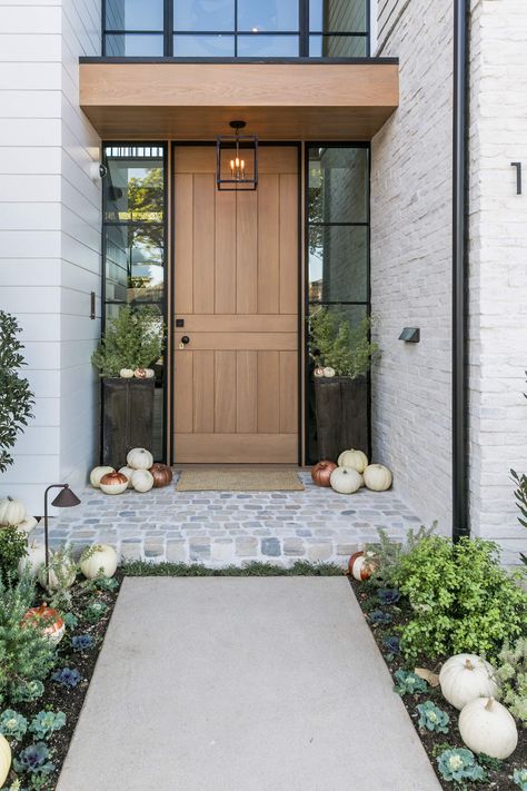 Dutch Front Door Entrance, Recessed Front Door Entrance, Outdoor Paint Colors, Brooke Wagner Design, Brooke Wagner, Dutch Doors, Modern Front Door, Enclosed Patio, House Makeover