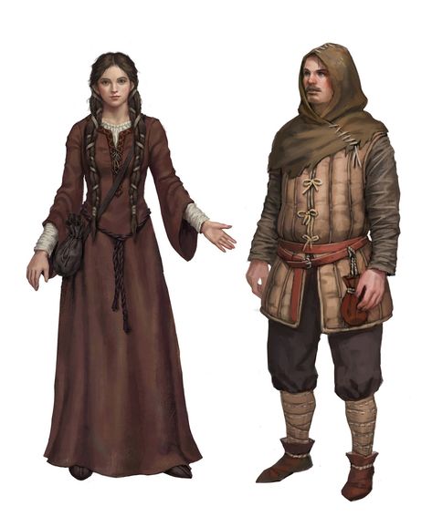 Peasant Fantasy Art, Dnd Peasant, Peasant Character Design, Fantasy Peasant, Peasant Art, Medieval Peasant, Warhammer Fantasy Roleplay, Dnd Npc, Curse Of Strahd