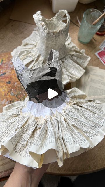 Heinz & Brummel on Instagram: "A second Degas inspired paper ballet dress 🩰 … this will be available on Etsy when it’s finished  • • • #paper #paperdress #papiermache #ballet #papercraft #ballerina #dressmaking #paperlove #degas #degasballerina #edgardegas #heinzundbrummel #etsyhandmade" Paper Dress Diy, Paper Dress Art, Ballet Crafts, Degas Ballerina, Papier Mache Doll, Paper Dresses, Paper Mache Projects, Cottage Crafts, Paper Mache Sculpture