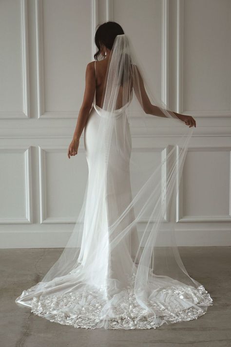 DRESS SPOTLIGHT // ARCHIE - Made With Love Unique Bridal Wedding Dress Cathedral, Long Wedding Veil, Simple Wedding Veil, Long Veil Wedding, Drop Veil, Cathedral Wedding Veils, Hair Comb Bridal, Tulle Veils, Long Veil