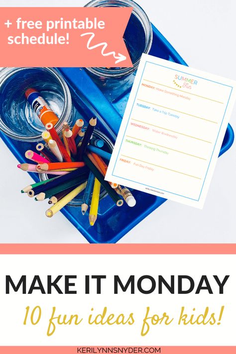 Make It Monday: Summer activities for kids plus free printable schedule Fun Ideas For Kids, Outside Activities For Kids, Camping Activities For Kids, Summer Camp Games, Make It Monday, Summer Crafts For Kids, Indoor Activities For Kids, Games For Teens, Camping Games