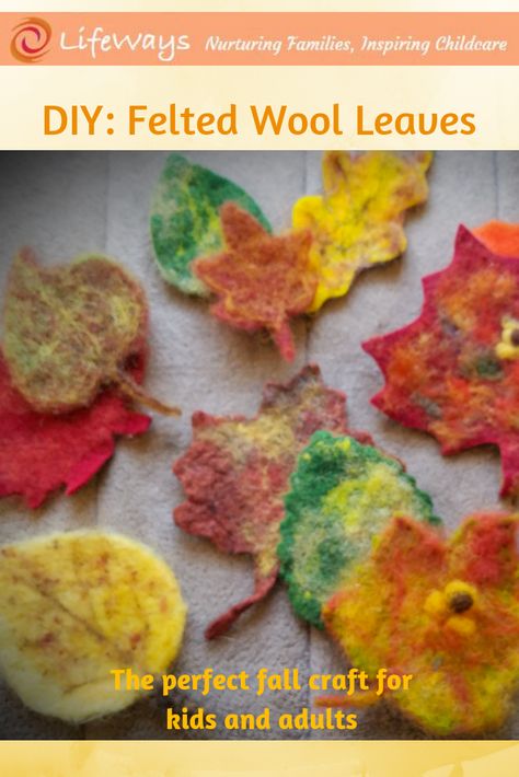 DIY Felted Wool Leaves.  The perfect fall craft. Fall Felt Crafts, Felted Leaves, Diy Wool Felt, Wet Felting Projects, Felted Wool Crafts, Felt Leaves, Fall Craft, Wet Felt, Needle Felting Projects