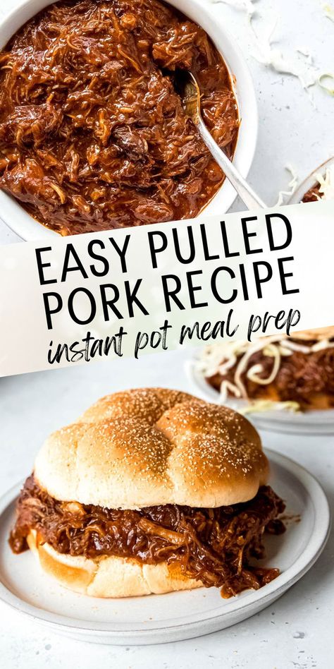 A tender, juicy pulled pork recipe that doesn't require hours to prepare! This Instant Pot recipe will impress your friends and family without the time and effort required by traditional pulled pork recipes. It's a great meal prep freezer meal, too. Pulled Pork Instant Pot Recipe, Instant Pot Pulled Pork Recipe, Meal Prep Freezer, Pressure Cooker Pulled Pork, Instant Pot Meal Prep, Easy Pulled Pork Recipe, Instant Pot Pulled Pork, Easy Pulled Pork, Pork Recipes For Dinner