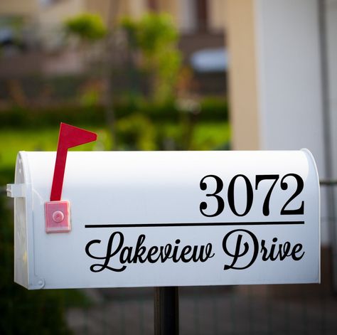 Personalized Mailbox Address Decal custom house number | Etsy Mailbox Curb Appeal, Curb Numbers, Lamp Upcycle, Address Decals, Mailbox Decal, Personalized Mailbox, Mailbox Landscaping, Mailbox Address, Mailbox Numbers