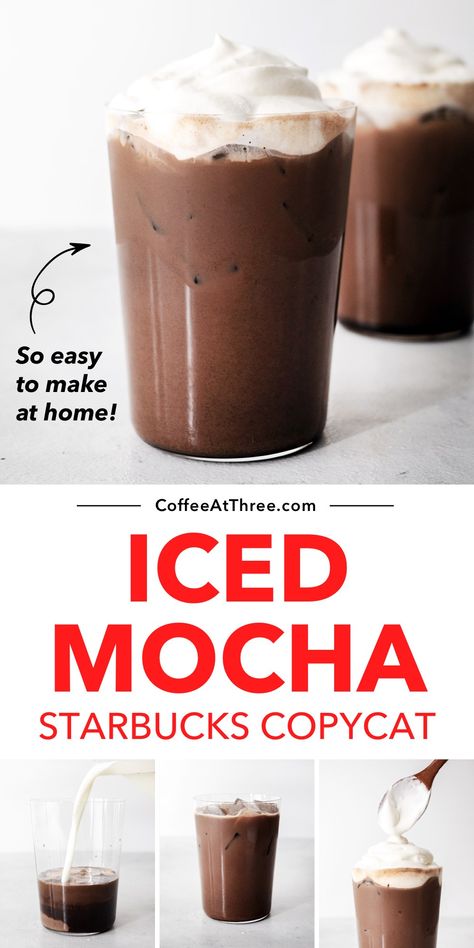 Starbucks Iced Mocha Recipe, Iced Mocha Latte Recipe, Cafe Mocha Recipe, Iced Mocha Recipe, Mocha Coffee Recipe, Iced Mocha Coffee, Mocha Latte Recipe, Nespresso Recipes, Cold Brew Coffee Recipe