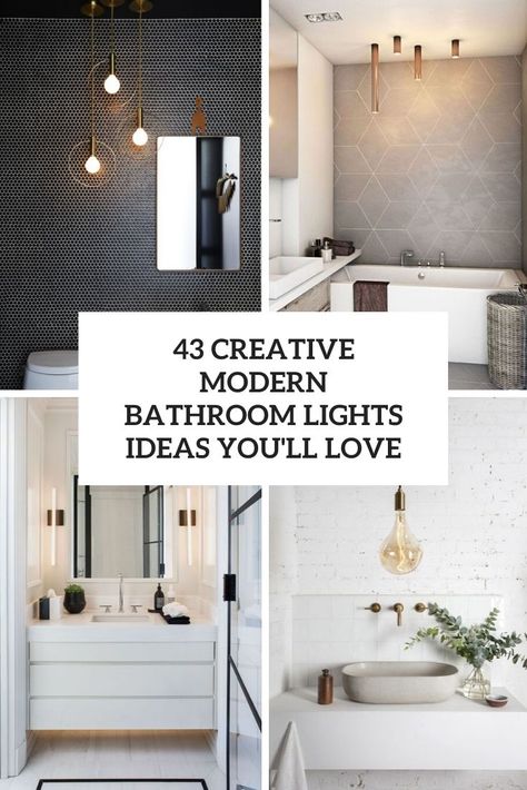 43 Creative Modern Bathroom Lights Ideas Youll Love Bathroom Illumination Ideas, Small Bathroom Pendant Lighting, Spa Bathroom Vanity Lighting, Modern Bathroom Ceiling Light, Pendant Lights Over Vanity Master Bath, Unique Bathroom Lighting Ideas, Spa Bathroom Light Fixtures, Bathroom Lighting Ideas Ceiling Modern, Pendant Lighting Over Bathroom Vanity