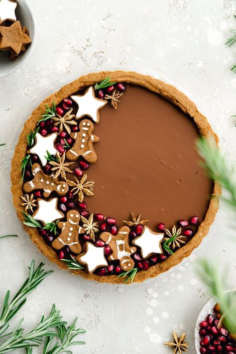 Gingerbread Tart, Gingerbread Chocolate, Vegan Gingerbread Cookies, Chocolate Tarts Recipe, Tart Crust, Gingerbread Cheesecake, Chocolate Gingerbread, Vegan Gingerbread, Gluten Free Gingerbread