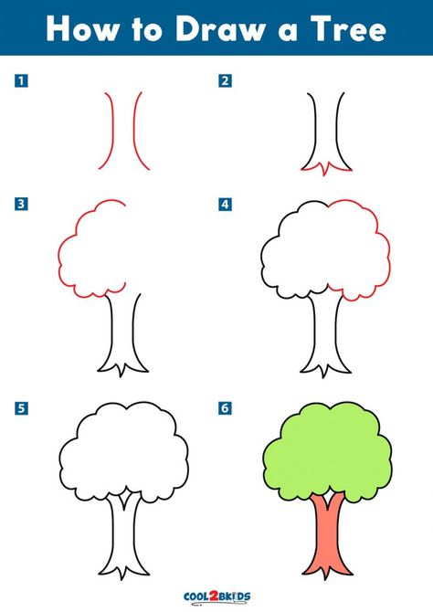 How To Draw A Tree Easy, Tree Drawing Simple Easy, How To Draw A Tree, Easy Tree Drawing, Tree Drawing Easy, Tree Drawing For Kids, Petal Template, Draw A Tree, Trees Drawing