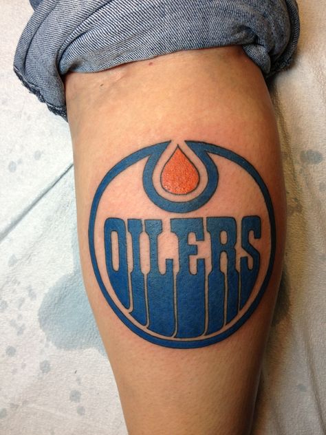 New ink April 5th. My birthday gift to myself. Oilers Tattoo, Hockey Nails, My Birthday Gift, Edmonton Oilers, Get A Tattoo, A Tattoo, My Birthday, Jesus Fish Tattoo, Cover Photos