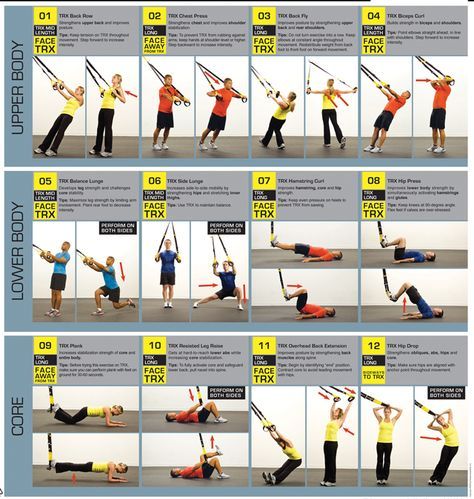 Great TRX/Suspension training workout basics for beginners  Upper body, lower body, and Core instructions with pictures Trx Workouts Routine, Suspension Training Workouts, Suspension Workout, Spiritually Healthy, Body Flexibility, Trx Suspension Training, Trx Suspension, Trx Training, Trx Workouts