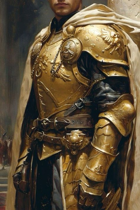 Male Paladin Art, Paladin Dnd Male, Fantasy Armor Male, Fantasy Paladin, Paladin Character Art, God Is Omniscient, Gold Knight, Dnd Paladin, Believe In Me