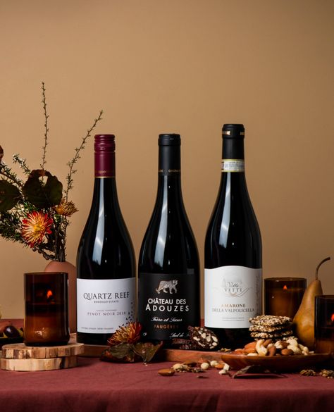 Christmas Styling Photography, Wine Photoshoot, Wine Photo, Thanksgiving Wine, Wine 101, Holiday Shoot, Wine Christmas, Autumn Wine, Wine Gift Set