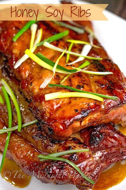 Honey Soy Ribs | bakeatmidnite.com | #pork #ribs #recipe Honey Soy Pork, Pork Baby Back Ribs, Baked Ribs, Pork Rib Recipes, Honey Soy, Back Ribs, Baby Back Ribs, Beef Ribs, Rib Recipes