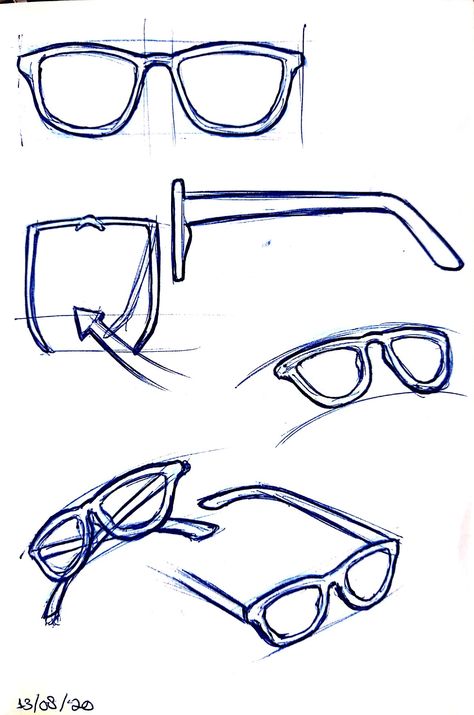 Orthographic Projection Of Objects, Daily Objects Sketches, Glasses Sketch, Orthographic Projection, Orthographic Drawing, Drawing Proportions, Shading Drawing, Perspective Sketch, Structural Drawing