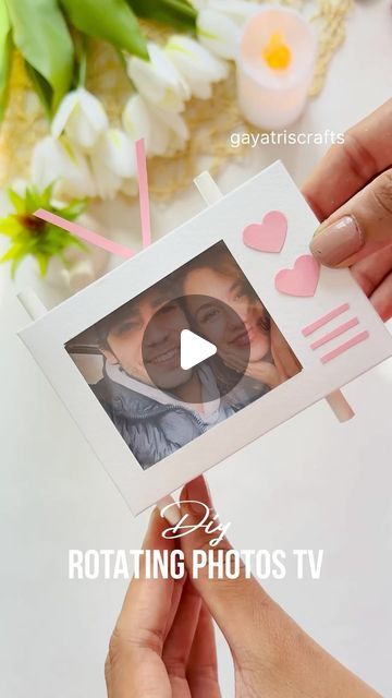 Gayatri chouhan on Instagram: "DIY Rotating Photos TV 📺 #crafts #diy #handmade #papercrafting #papercrafts #giftideas #art #gift #gifts #handmadegifts #rotatingphotos" Diy Gift With Photos, Diy Cards For Girlfriend, Mini Greeting Cards Handmade, Diy Camera Photo Gift, How To Make A Spotify Picture Frame, Spotify Photo Frame Diy, Diy 3d Photo Frame Gift Ideas, Diy Photo Frame Ideas Creative, Photo Crafts Diy Gift Ideas