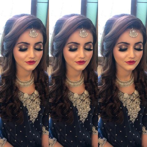 Our beautiful signature party makeup on this stunner!! Love the glow , love the fresh feel 💕💕💕 #signaturemakeup #fatymaamin… Mehendi Makeup, Pakistani Bridal Makeup Hairstyles, Lehenga Hairstyles, Hairstyles For Gowns, Makeup And Hairstyle, Open Hair, Pakistani Bridal Makeup, Engagement Hairstyles, Bridal Hairdo