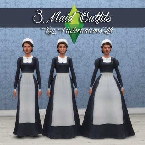 I wanted to have maxis match maids for my Edwardian (previously Victorian) Windenburg game so I made these dresses by using the base game’s maid’s dress textures and added a few recolors into the mix.... Sims 4 Maid Cc, Sims 4 Victorian, Sims 4 Historical Cc, Sims 4 Medieval, Sims 4 Historical, Sims 4 Royal, Sims 4 Decades Challenge, Sims 4 Challenges, Sims Medieval