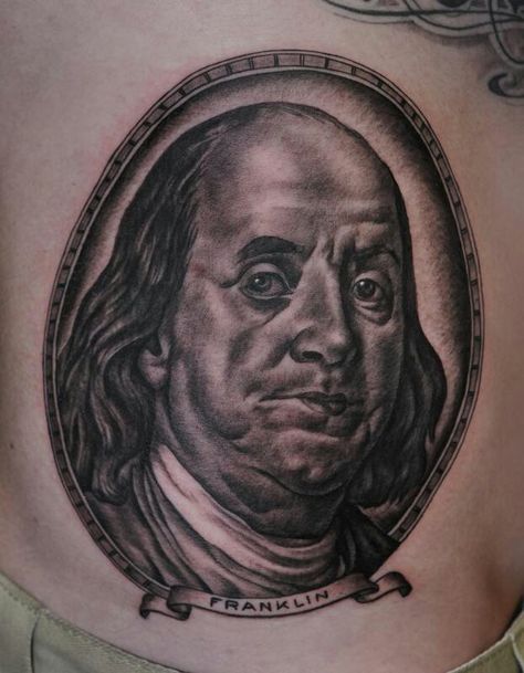 Benjamin Franklin tattoo Benjamin Franklin Skull Tattoo, Benjamin Franklin Tattoo Design, Benjamin Franklin Tattoo Stencil, Ben Franklin Tattoo Design, Ben Franklin Tattoo, Benjamin Franklin Tattoo, Benjamin Tattoo, Bandana Tattoo, Gangster Tattoo