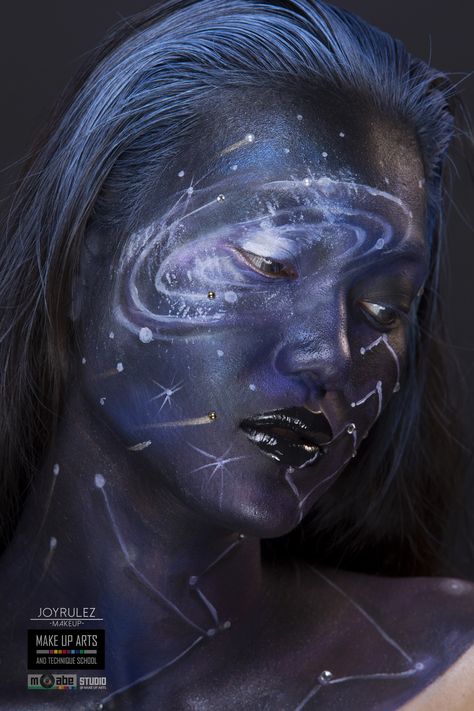 galaxy makeup , bangkok makeup: joyrulez photo:moabe studio: makeup art and technique school Constellation Makeup, Cosmic Makeup, Space Makeup, Galaxy Makeup, Studio Makeup, High Fashion Makeup, Character Ideas, Makeup Art, Face Painting