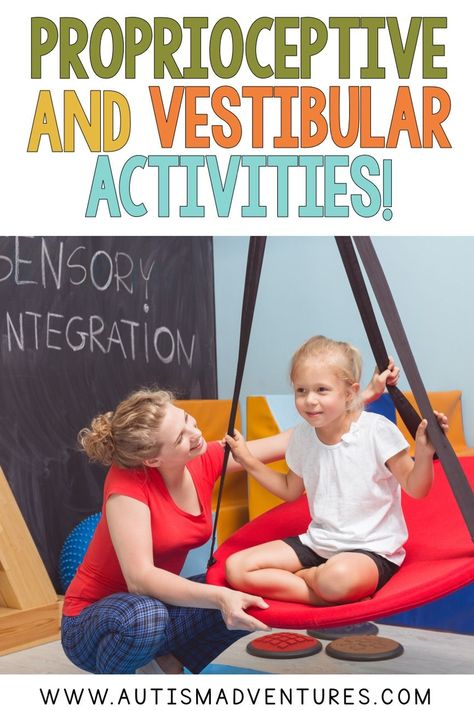 If you need a few sensory integration activities, check out these proprioceptive and vestibular movement activities for the classroom! This post included explanations and examples of these kinds of movements as well. #sensoryintegration Vestibular Activities, Sensory Integration Activities, Proprioceptive Activities, Sensory Seeking, Pediatric Physical Therapy Activities, Activities For The Classroom, Pediatric Physical Therapy, Occupational Therapy Activities, Gross Motor Activities