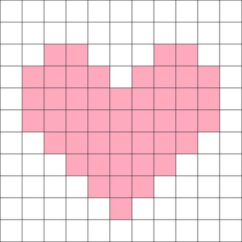 Heart Crochet Graph, Heart Pixel Crochet, Pixel Heart Pattern, Crochet Heart Pixel Pattern, Minecraft Heart Pattern, Heart Grid Pattern Crochet, Heart Grid Crochet, Heart Pixel Art Grid, Crochet Heart Alpha Pattern