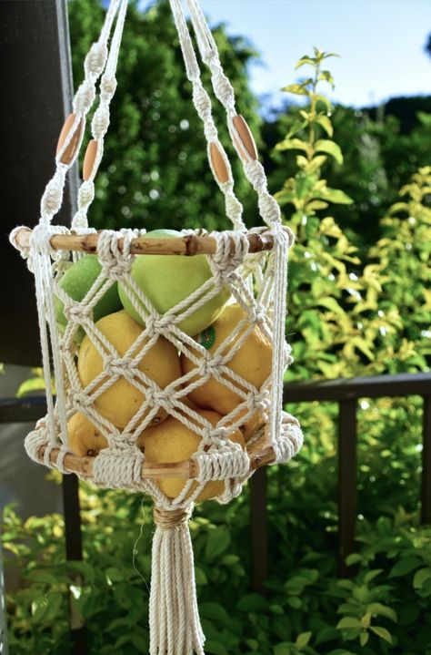 Onion Basket, Macrame Net, Vegetables Storage, Hanging Fruit Basket, Boho Kitchen Decor, Hanging Fruit Baskets, Basket Fruit, Vegetable Storage, Fruit Storage