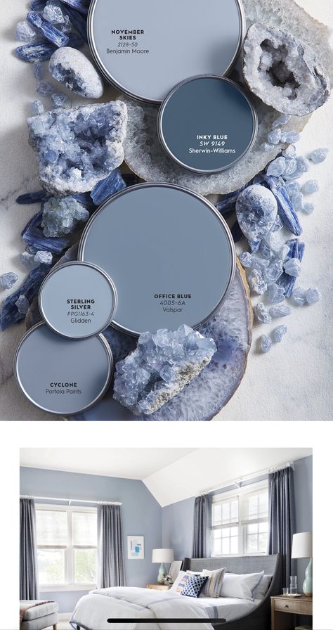 Beach House Colors, Blue Gray Paint, House Paint Interior, House Color Palettes, Paint Color Schemes, House Color Schemes, Room Paint Colors, Interior Paint Colors, Bedroom Paint